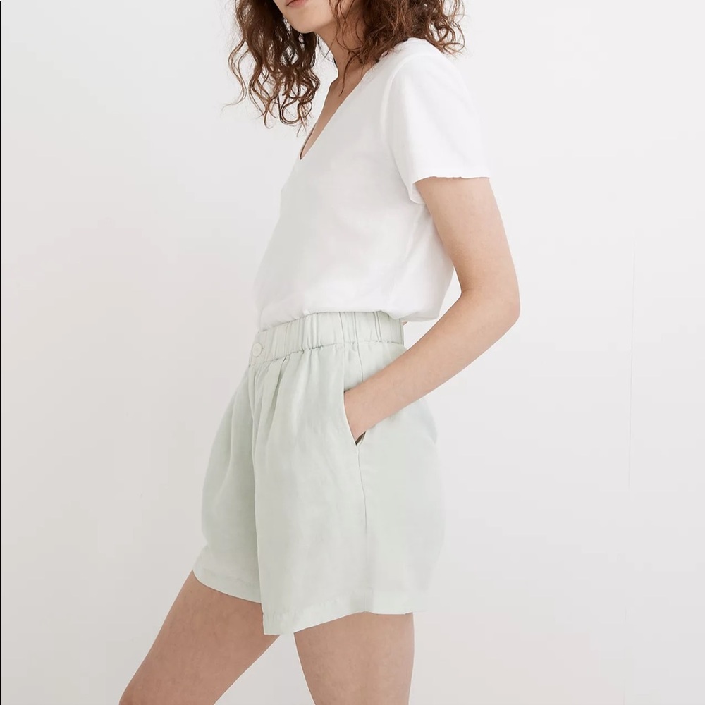 Madewell [NEW] Linen-Blend Pull-On Pleated Shorts